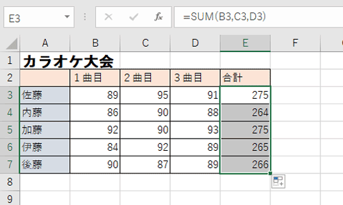 任意のデータを入力します