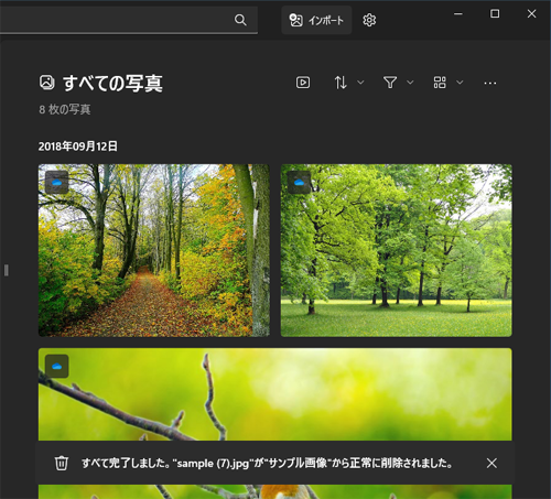 写真が削除されたことを確認します