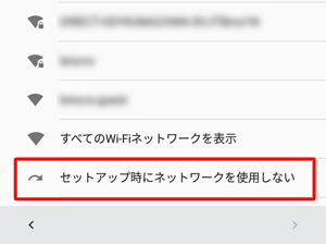 初期設定時にネットワーク接続を行わない場合は、「セットアップ時にネットワークを使用しない」をタップします