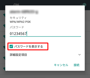 「パスワードを表示する」にチェックを入れると、文字を表示させた状態でパスワードを入力することができます
