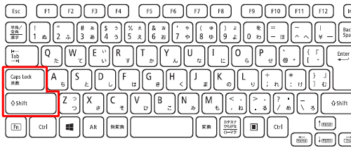 「Shift」キーと「CapsLock」キーの配置（一例）