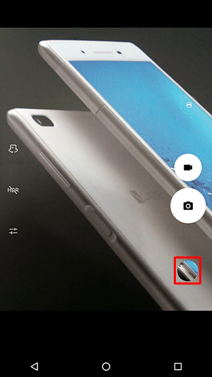 撮影した画像を確認するには、右下のサムネイルをタップしてください