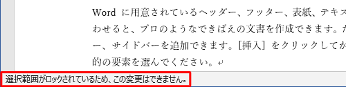 ファイルを再度開いて編集不可の範囲で編集を行い、読み取り専用になっていることを確認してください