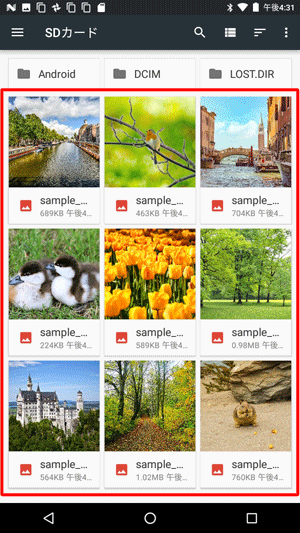 バックアップしたファイルが、すべて保存されていることを確認します