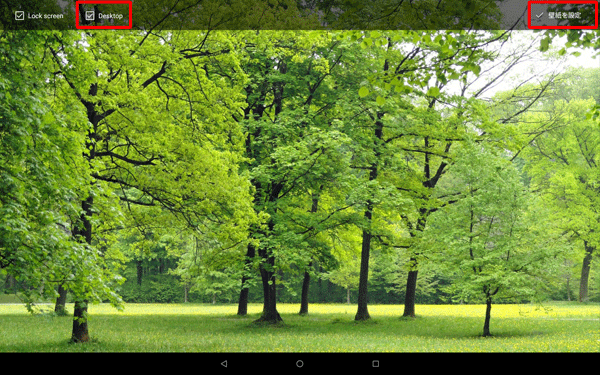 画面左上「Desktop」にチェックが入っていることを確認し、画像を左右に動かして、表示したい範囲を設定したら、画面右上の「壁紙を設定」をタップします