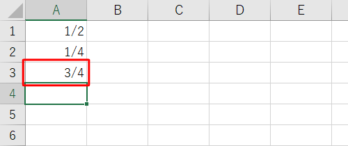 ここでは例として、セルA1とセルA2に入力した分数の合計値を、セルA3に算出する方法について案内します