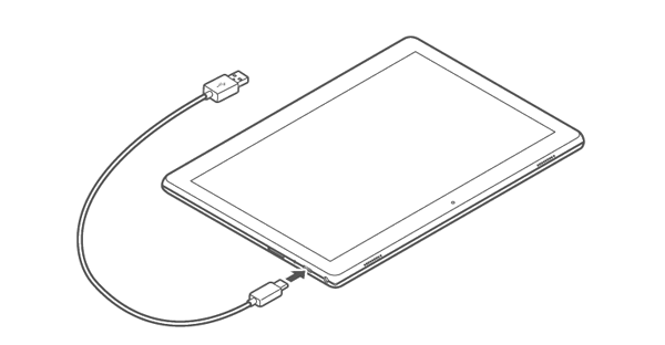 USBケーブルを使用して、タブレットとパソコンを接続します