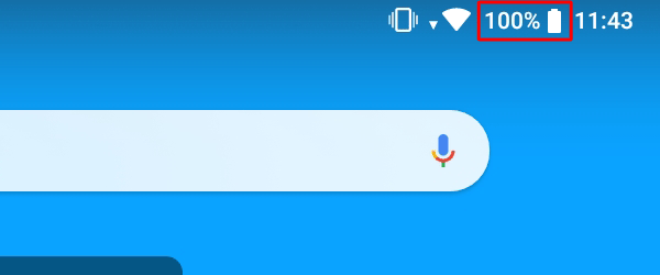 ステータスエリアの電池アイコン（一例）