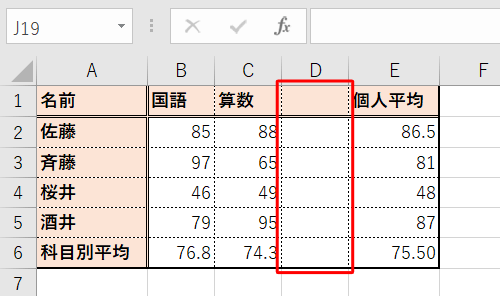 セルに入力されている数式と値のデータが削除されたことを確認してください