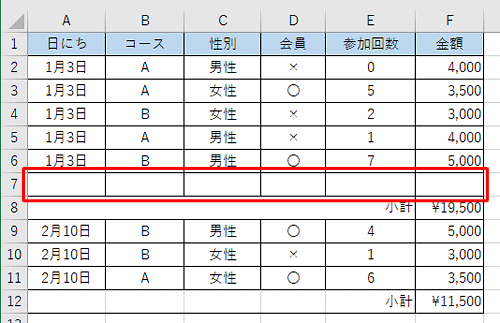 リストとリストの間に空白行がある場合