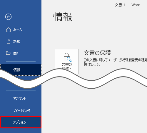 画面左側から「オプション」をクリックします