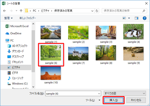 任意の画像をクリックし、「挿入」をクリックします