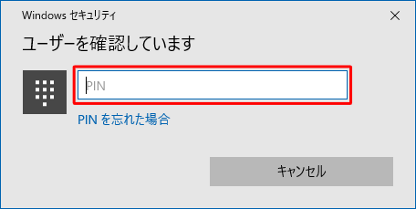 入力ボックスにPINを入力します