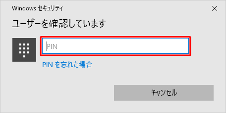入力ボックスにPINを入力します