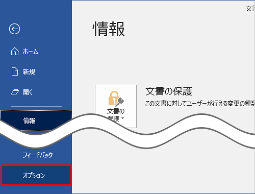 画面左側から、「オプション」をクリックします