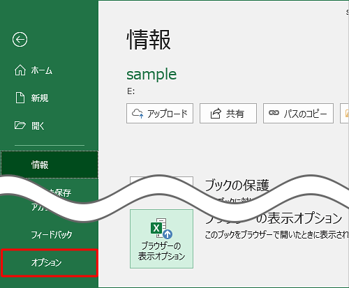 画面左側の「オプション」をクリックします
