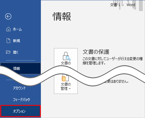 画面左側から「オプション」をクリックします