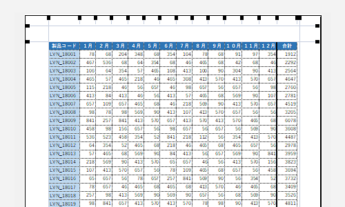 印刷プレビューで、指定した改ページの位置で表がページ内に収まったことを確認してください