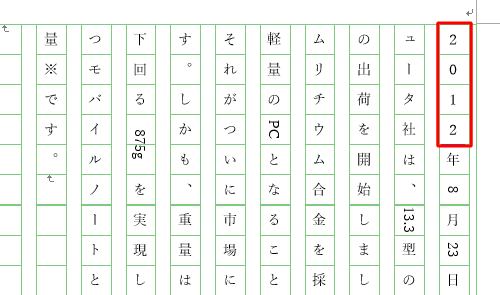 数字の場合