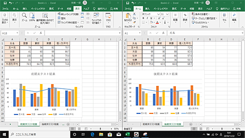 同じブック内にある複数のシートを並べて比較する（一例）