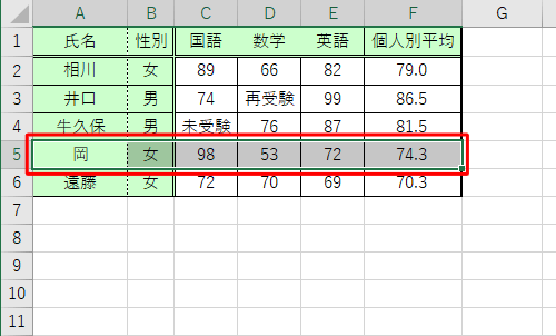 目的のファイルを開き、移動したいセルを範囲選択します