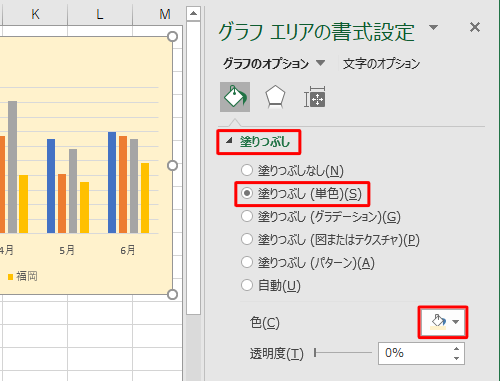 書式設定を任意の内容に変更します
