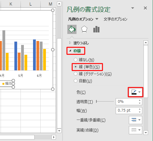 書式設定を任意の内容に変更します