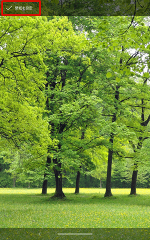 画像を左右に動かして、表示したい範囲を設定したら、画面左上の「壁紙を設定」をタップします