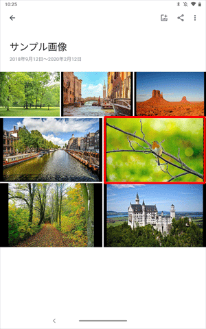 「フォト」が表示されたら、一覧から転送したいファイルを長押しします