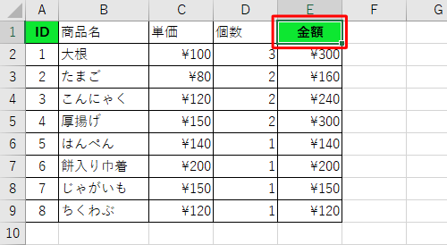 貼り付け先のセルをクリックします