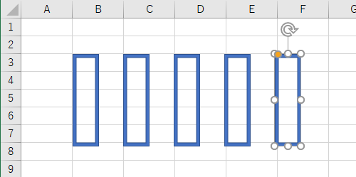 続けて「Ctrl」キーを押しながら「D」キーを繰り返し押すと、押した回数だけ等間隔に図形が複製されます