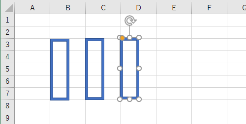 再度キーボードの「Ctrl」キーを押しながら「D」キーを押すと、図形が等間隔に複製されます