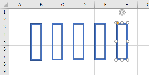 続けて「Ctrl」キーを押しながら「D」キーを繰り返し押すと、押した回数だけ等間隔に図形が複製されます