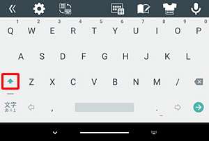 「A⇔a」をタップすると大文字/小文字が切り替わります