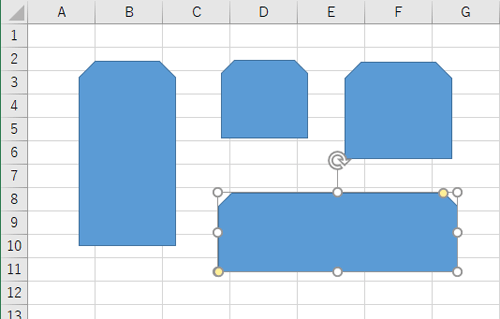 マウスポインターが「＋」に変わったことを確認し、必要な数だけドラッグまたはクリックして図形を描画します