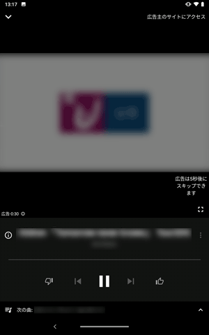 広告の表示が終了するのを待つかスキップしてください