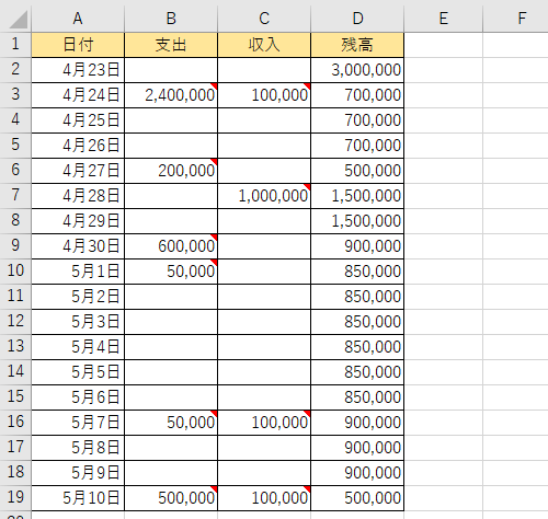 データを入力し、複数のセルにコメントを挿入します