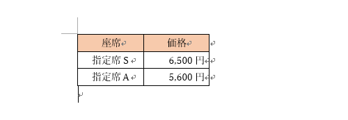 表中の文字位置が変更されたことを確認してください