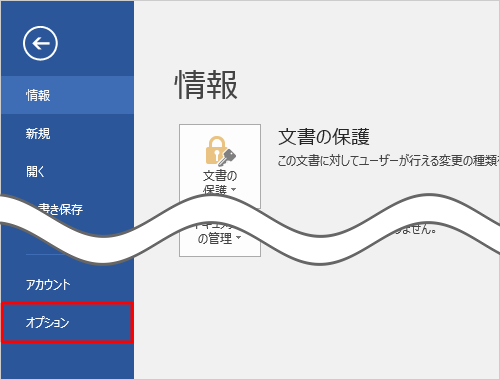 表示された画面から「オプション」をクリックします