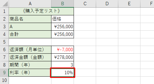 金利が算出されたことを確認してください