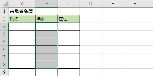 文字数を制限したいセルをクリックします