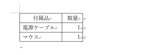 以下のような表を作成します