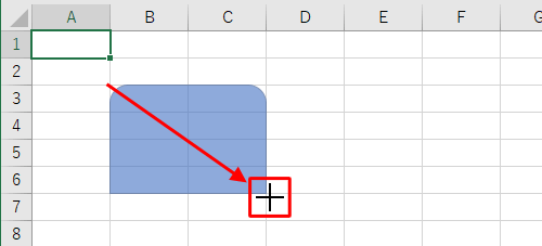 マウスポインターが「+」になるので、任意の場所をドラッグして描画します