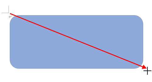 マウスポインターが「＋」に変わったことを確認し、文書内の任意の場所でドラッグして図形を描画します