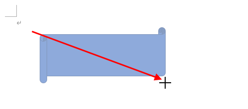 マウスポインターが「＋」に変わったことを確認し、図形を挿入したい場所で、左上から右下に向けてドラッグします