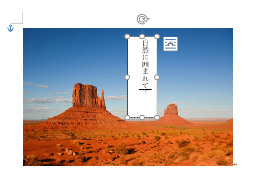 画像の中にテキストボックスが作成されたことを確認し、テキストボックス内に任意の文字を入力します