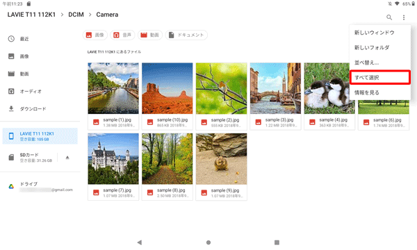 表示された一覧から、「すべて選択」をタップします