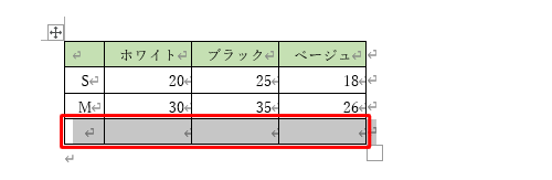 行が追加された状態