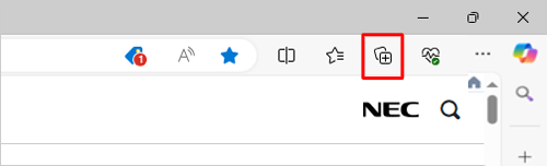 Microsoft Edgeを起動し、「コレクション」をクリックします