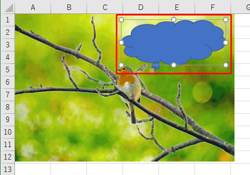 画像上で任意の場所をドラッグして、選択した図形を貼り付けます
